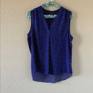 Vince Camuto Navy Polka Dot Sleeveless Blouse